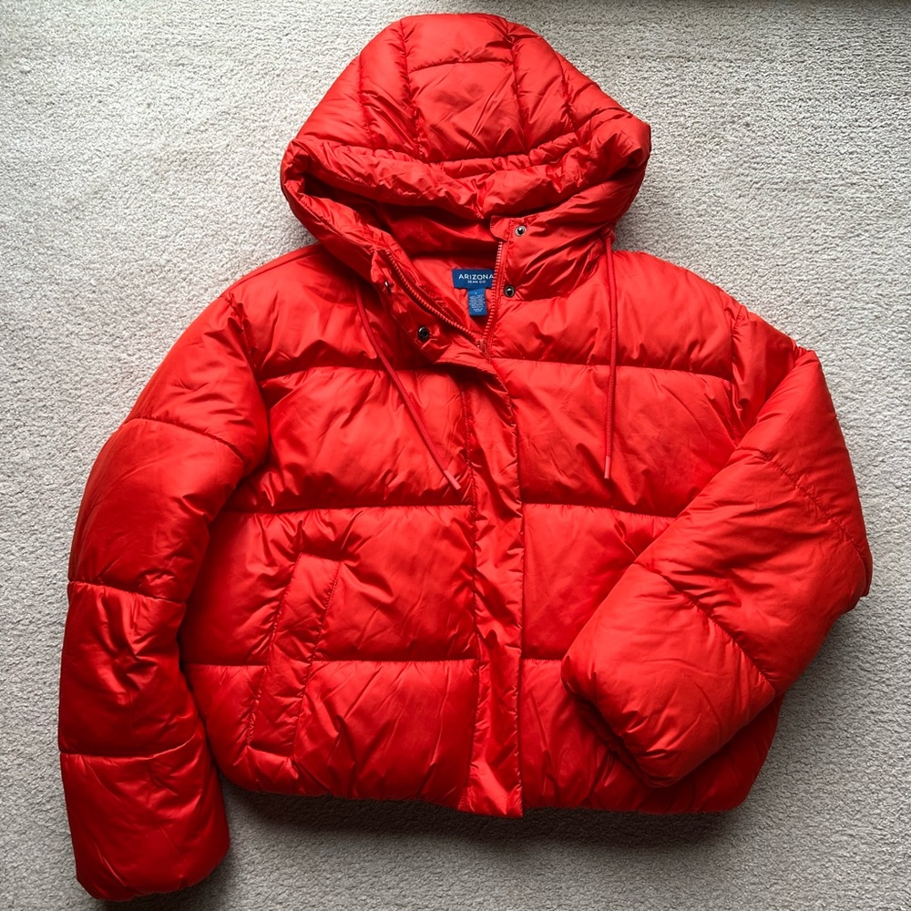 Arizona Jean Company Red Puffer Jacket with Hood
